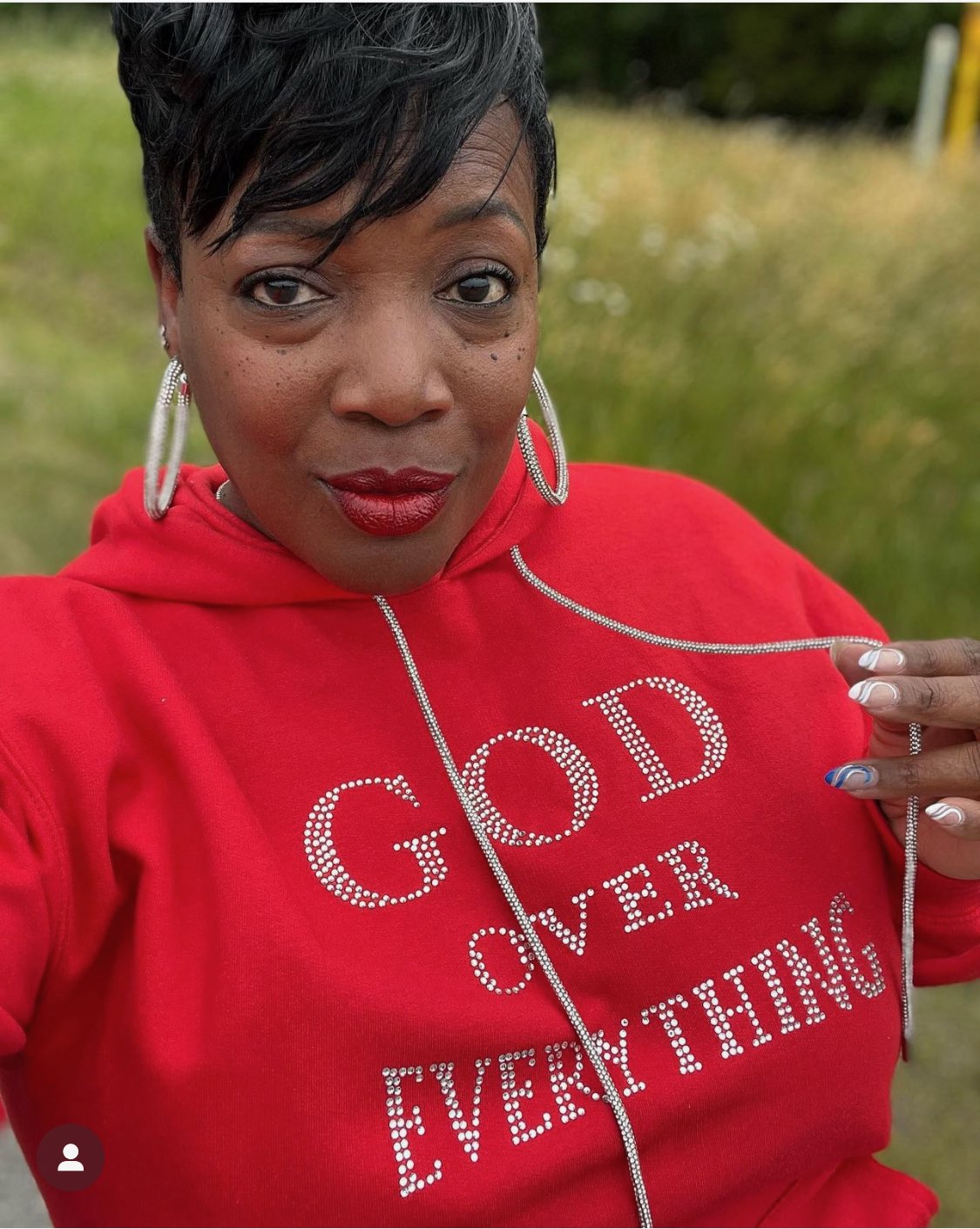 'God Over Everything' bling string hoodie