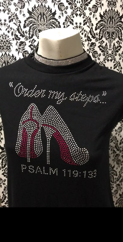 'Order my steps' Psalm 119:133 - short sleeve black tee